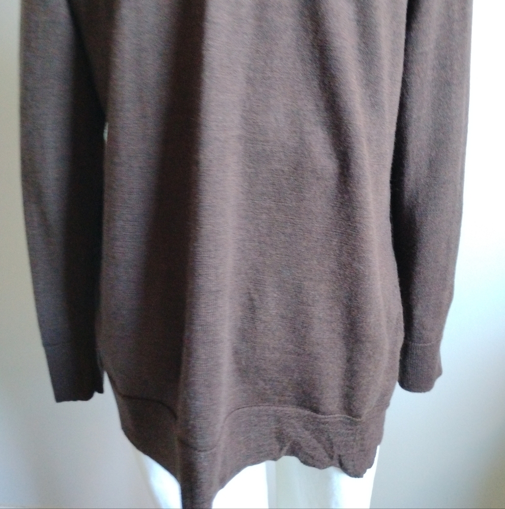 Kenar Italian Merino Wool Shawl Collar Cardigan Sweater Chocolate Brown Size Lg - Picture 11 of 14